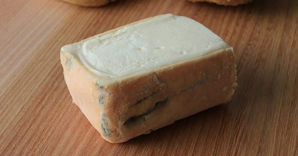 A piece of taleggio cheese.