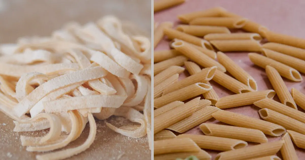 Fresh pasta and dried pasta.