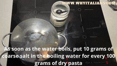 When water is boiling salt and throw pasta.