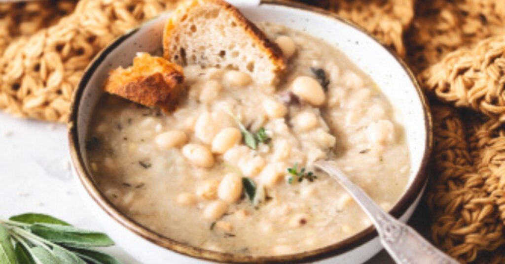 Bordatino alla Pisana, soup made with beans, potatoes, and vegetables.