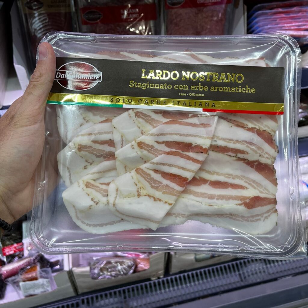 In Italy, lardo can be found already sliced at the fresh deli counter.