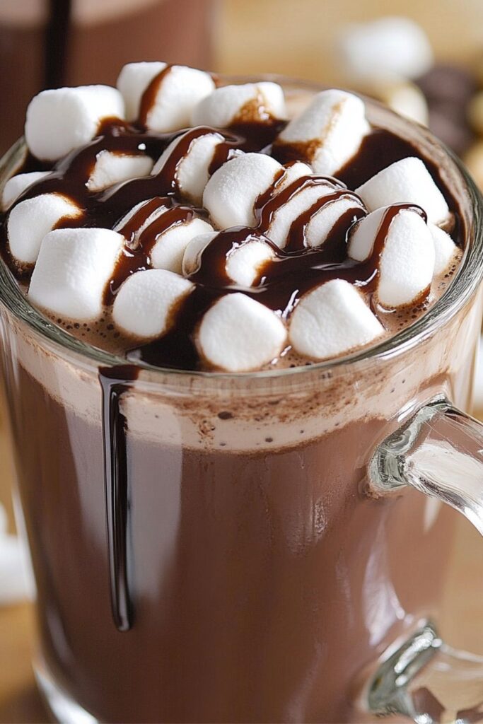 Rich and creamy Italian hot chocolate topped with marshmallows, made in a crockpot for the perfect cozy slow cooker treat.