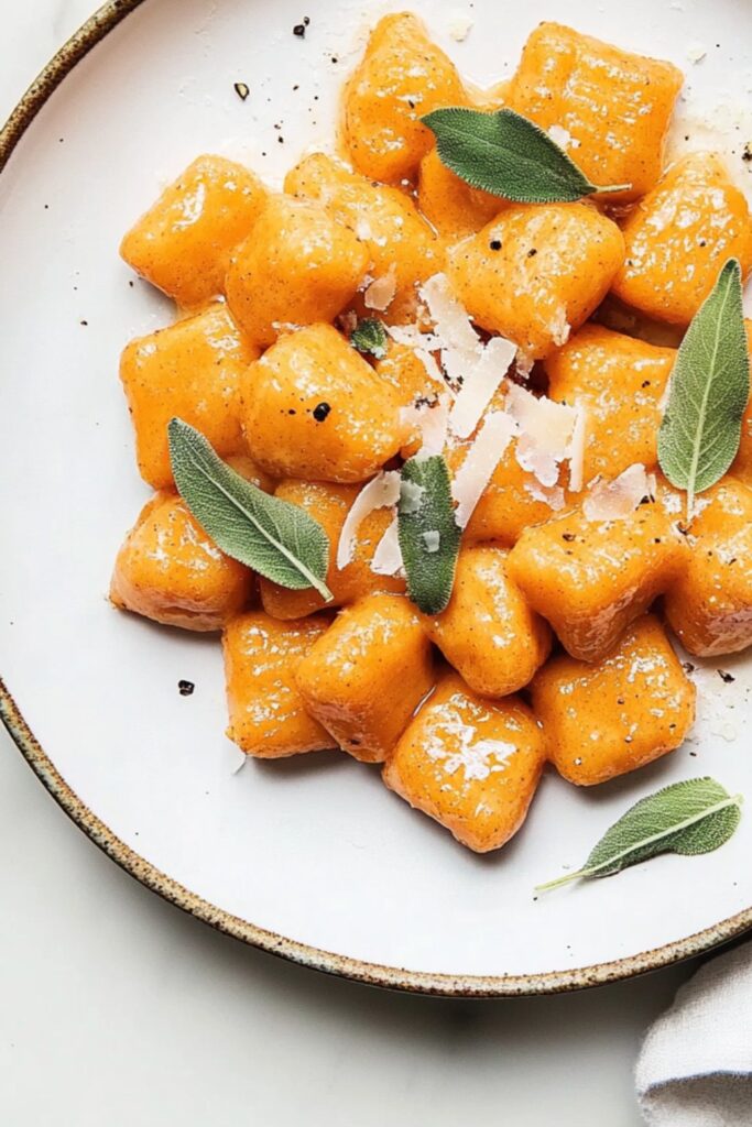 Thanksgiving carrot pasta with sage butter, perfect for fall pasta dishes.