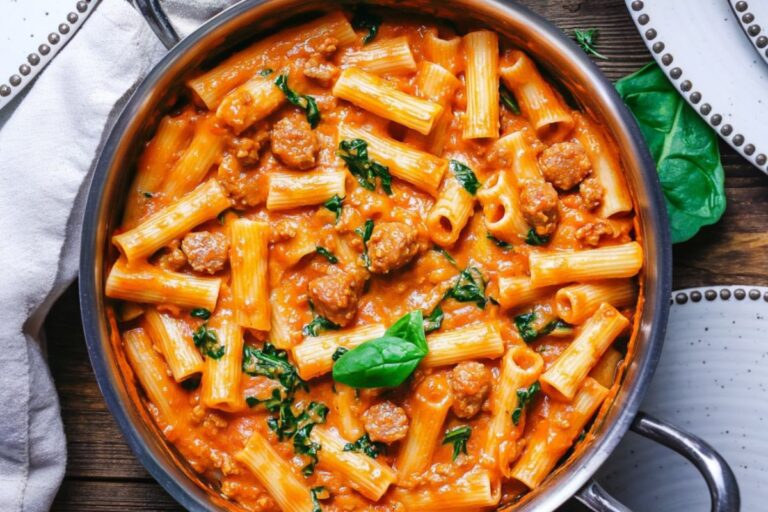 One-Pot Creamy Sausage Rigatoni [30-Minute Meal]: Easy Italian Sausage Pasta Recipe for Quick Dinners