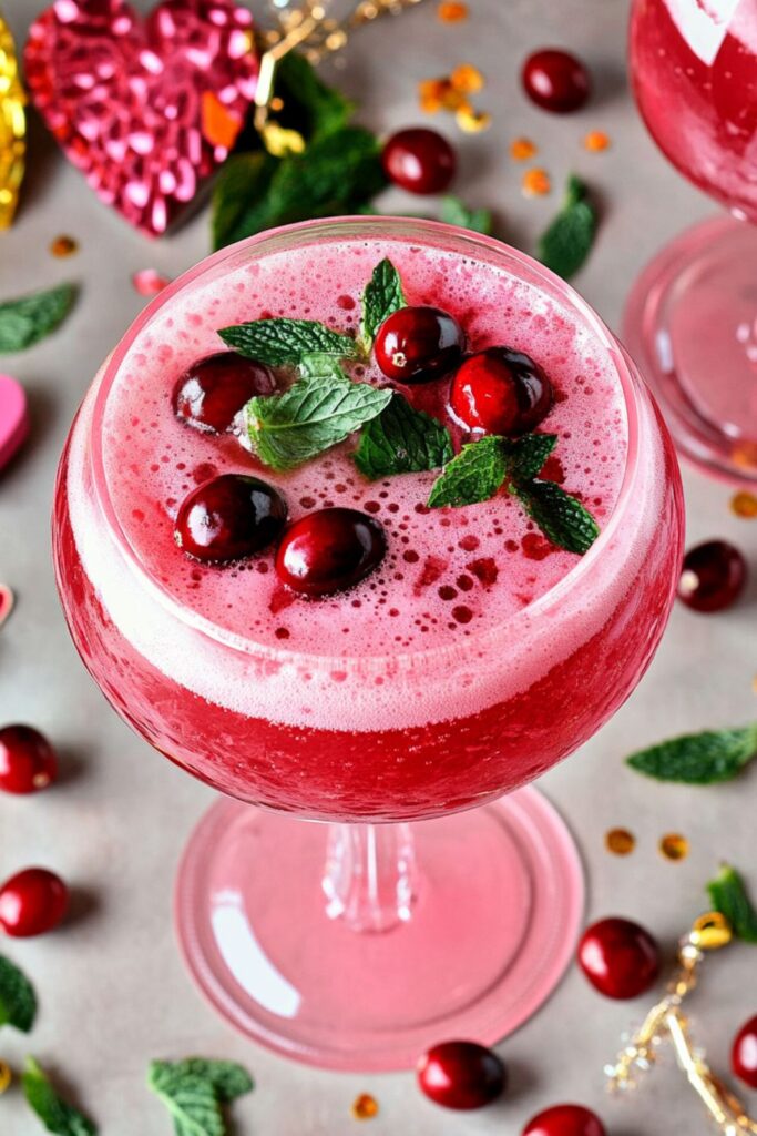 A whimsical Harry Potter-themed love potion punch with a vibrant pink hue, perfect for magical Valentine’s Day mocktails.