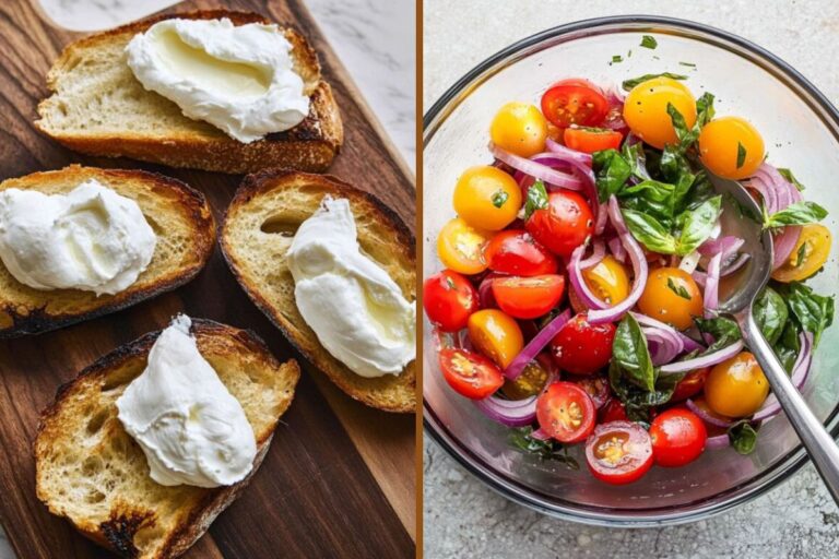 15-Minute Creamy Burrata Bruschetta Recipe – A Simple & Irresistible Italian Appetizer!