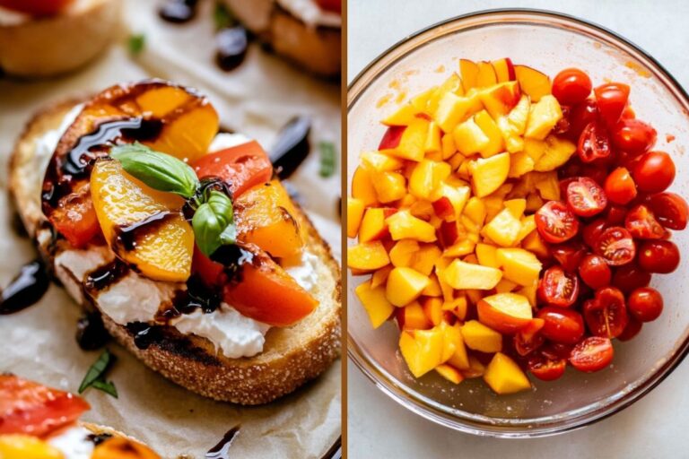 Peach Bruschetta with Tomato and Whipped Ricotta Recipe