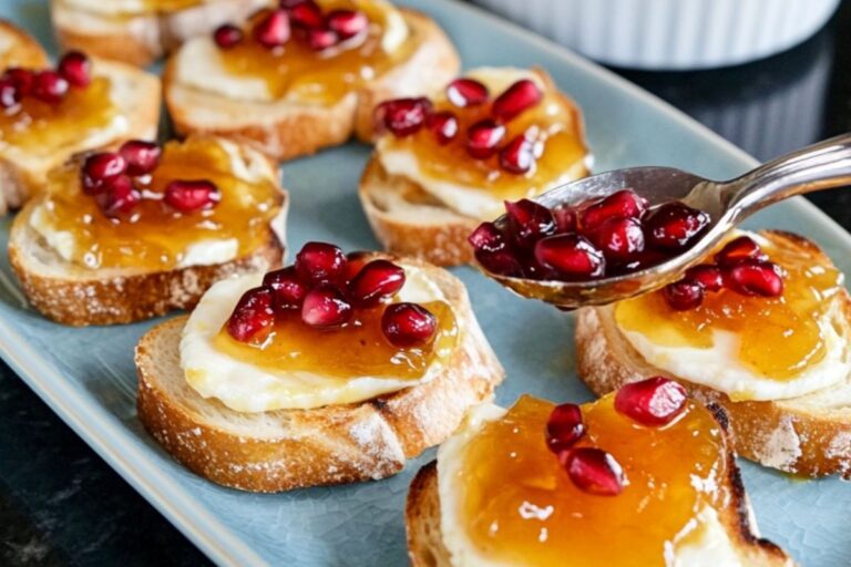 Creamy Brie Bruschetta with Apricot and Pomegranate – Easy Bruschetta Idea for Your Italian Party Snacks