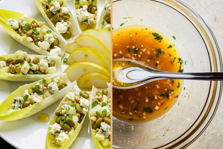Elegant Endive Petals Salad with Pear, Blue Cheese & Easy Shallot Vinaigrette – A Refreshing French-Inspired Appetizer