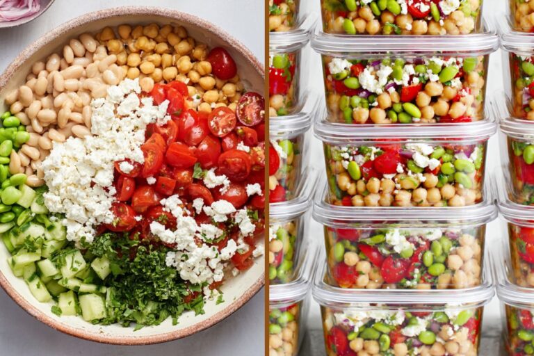 High Protein Bean Salad Meal Prep – A Healthy Chickpea & Veggie Salad for Easy Make-Ahead Lunches