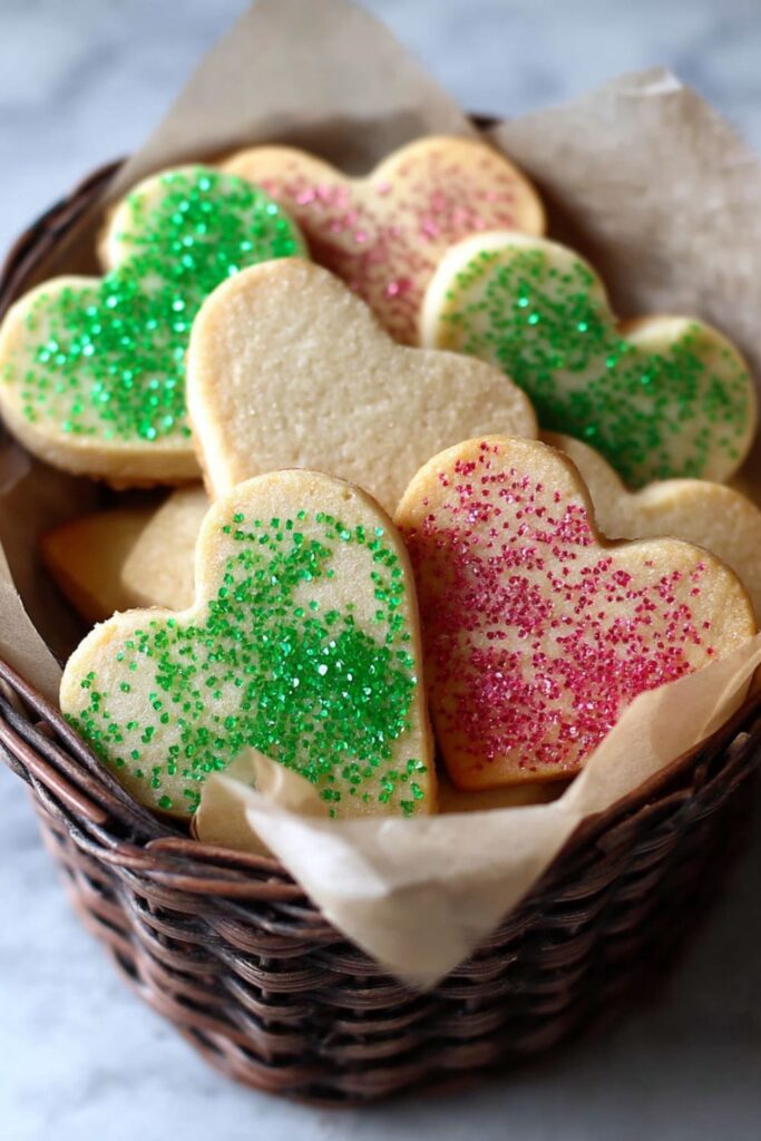 Golden vanilla shortbread cookies sprinkled with sugar, arranged neatly on a baking tray, inspired by Ina Garten dessert recipes from the best Ina Garten recipes collection.