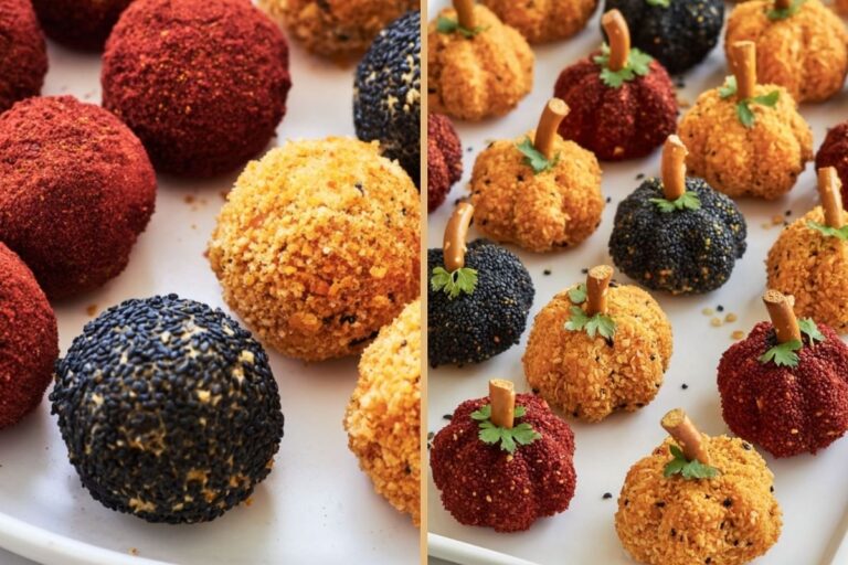 Mini Pumpkin Cheese Balls:  Perfect Appetizer for Halloween Parties and Thanksgiving Feasts