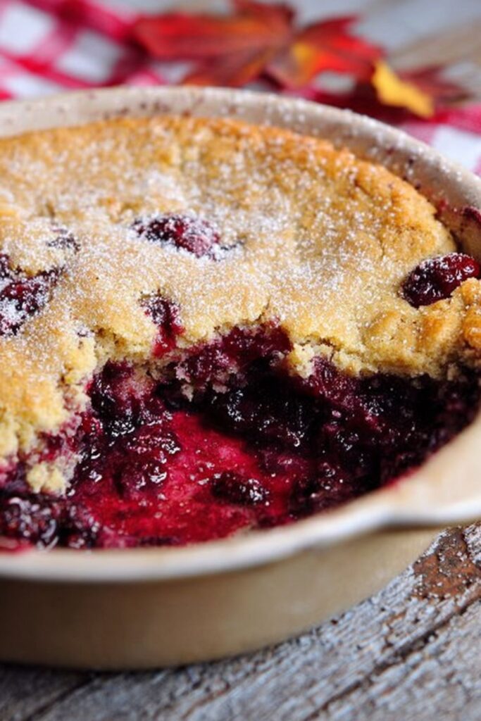 Homemade cranberry pie baked with pecans and a golden crust, served warm in slices with a scoop of vanilla ice cream, a festive choice for delicious Thanksgiving desserts.