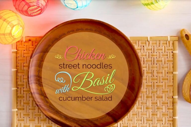 Addictive Chicken Street Noodles with Basil Cucumber Salad