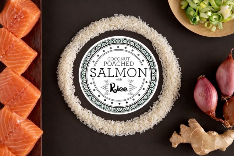 Luxurious, Flavor-Packed Coconut Poached Salmon with Rice