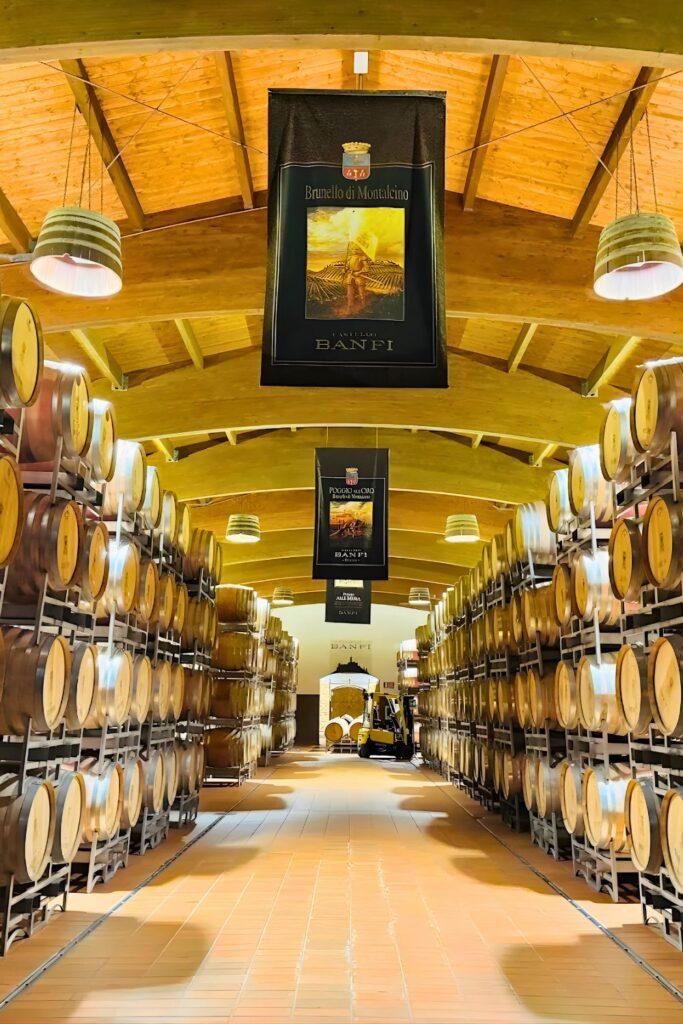 Barrel cellar at Best Luxury Vineyard Hotels in Tuscany Castello Banfi Il Borgo