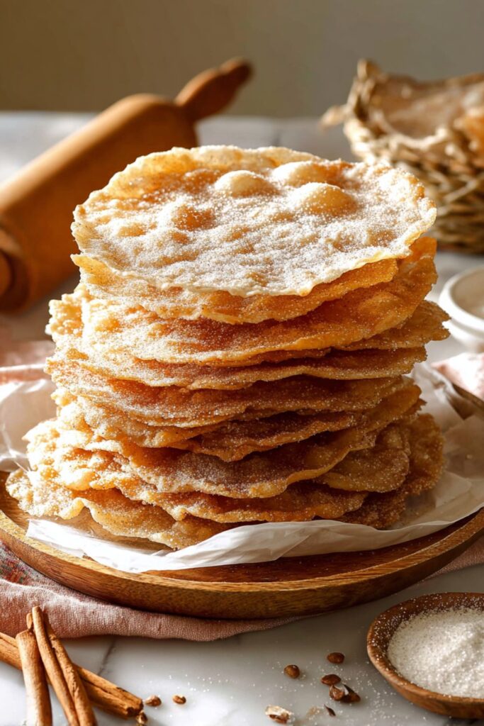 Crispy buñuelos for Fiesta Dessert Buffet dusted with cinnamon sugar.