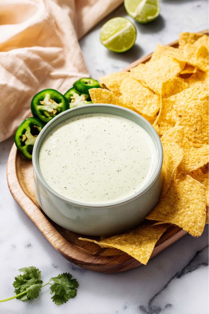 Creamy jalapeno ranch dip with chips, perfect Tex Mex appetizers.