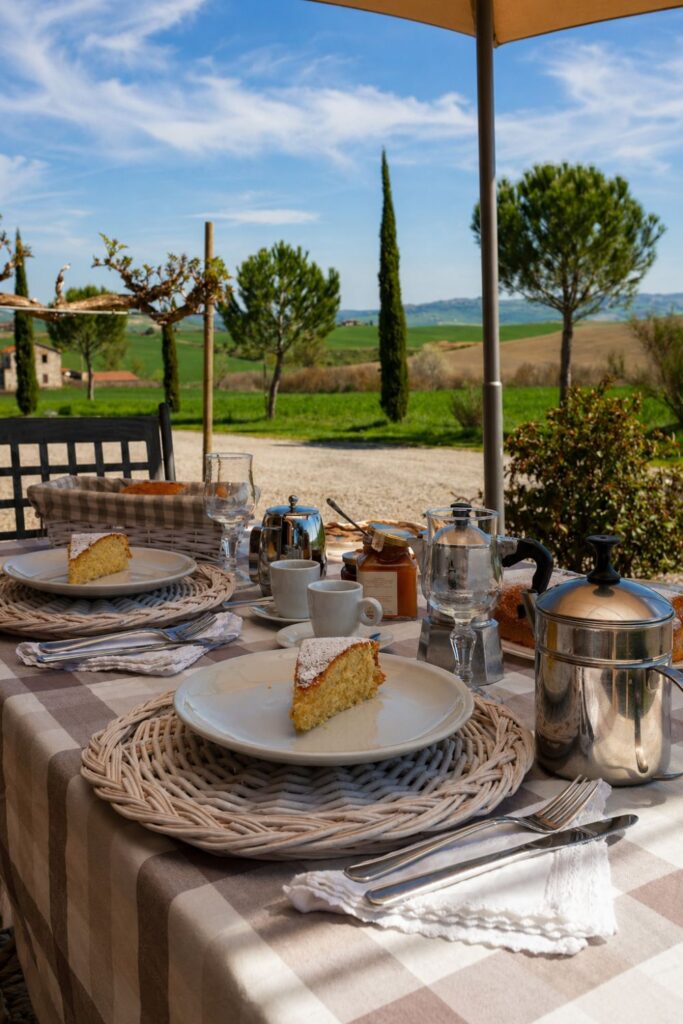 Dreamy Airbnbs in Tuscany at Agriturismo San Marcello with terrace breakfast and Val d’Orcia hills