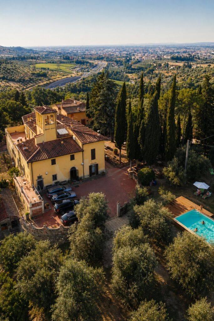 Villa Guarnaschelli pool and olive groves for Dreamy Airbnbs in Tuscany near Florence