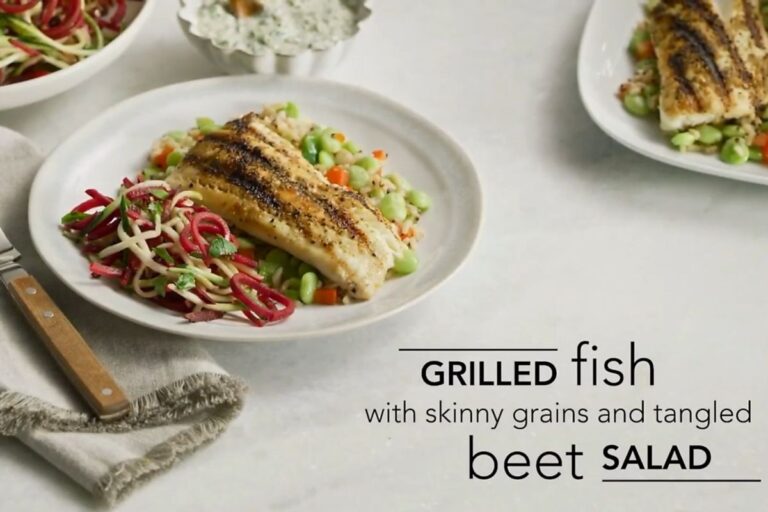 Zesty, Flavor-Packed Grilled Fish with Skinny Grains and Tangled Beet Salad You’ll Crave Weekly