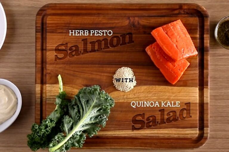 Vibrant Herb Pesto Salmon With Quinoa Salad