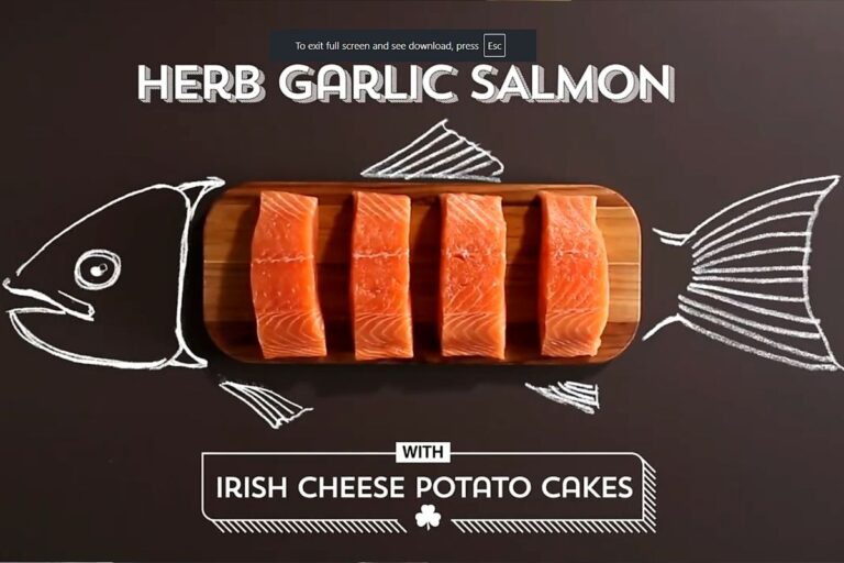Flavor-Packed Herb Garlic Salmon with Irish Cheese Potato Cakes