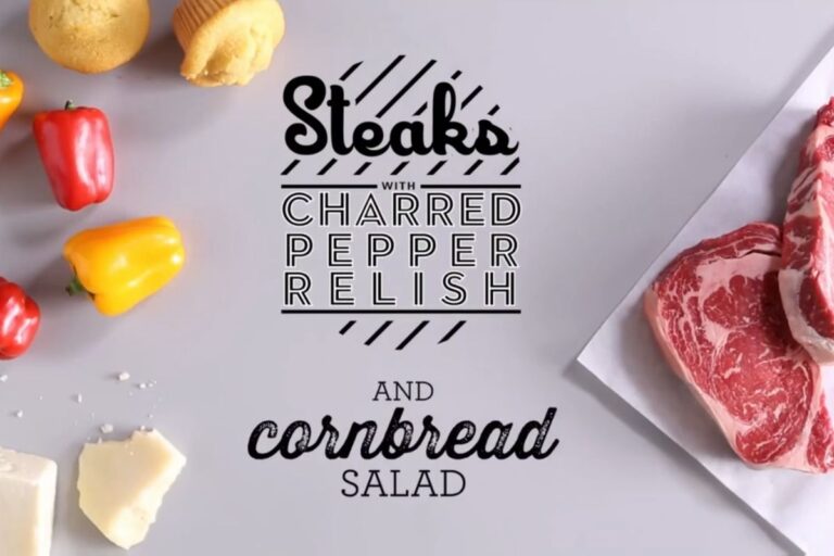 Mouthwatering Steaks with Charred Pepper Relish and Cornbread Salad