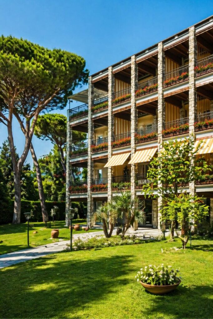 Hermitage Hotel & Resort Forte dei Marmi garden facade, a calm Beach Hotels in Tuscany scene