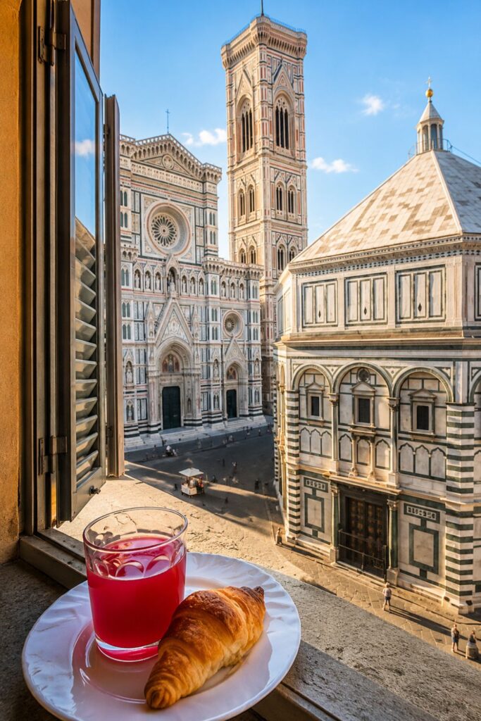 Breakfast beside Piazza del Duomo Florence from Duomo View B&B for Florence Hotels with Duomo Room Views