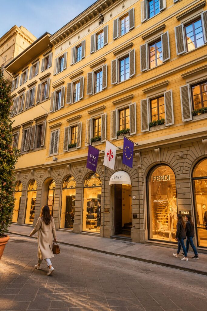 Historic facade of Hotel Milu for Florence Hotels for First-Timers near luxury shops in Florence