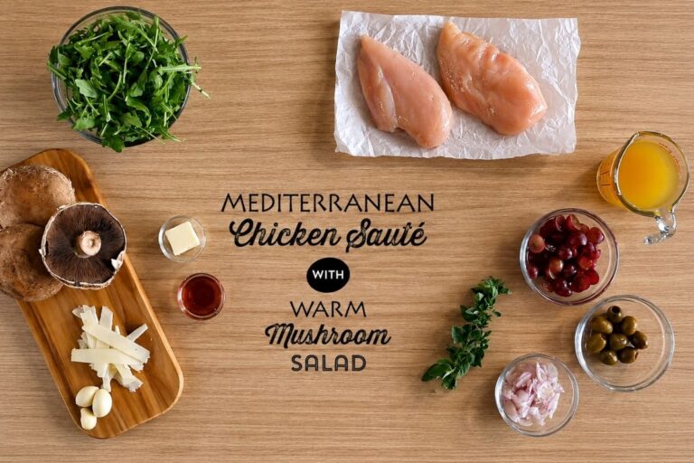 Flavor-Packed Mediterranean Chicken Sauté with Warm Mushroom Salad