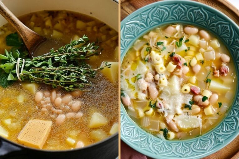 Stanley Tucci Inspired White Pasta e Fagioli Soup with Parmesan Rind (No Tomato, Extra Brothy)