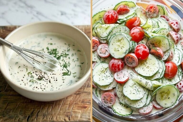 Authentic German Cucumber Tomato Salad With Creamy Dill Dressing