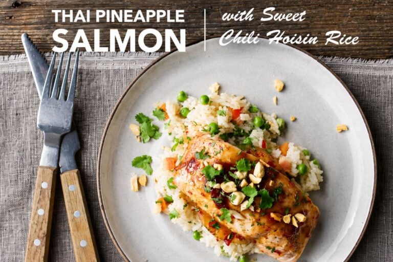 Sweet, Sticky & Sensational Thai Pineapple Salmon with Sweet Chili-Hoisin Rice