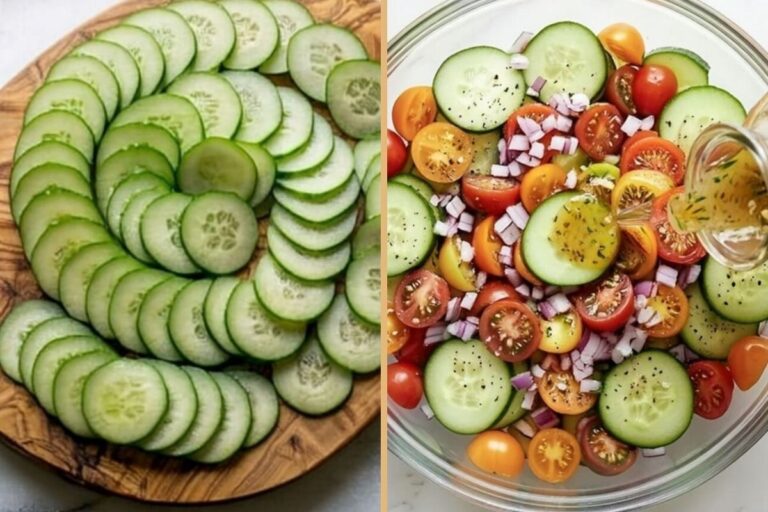 Thin-Sliced Cucumber, Tomato, and Onion Salad With Italian Dressing Made With 4 Fresh Ingredients