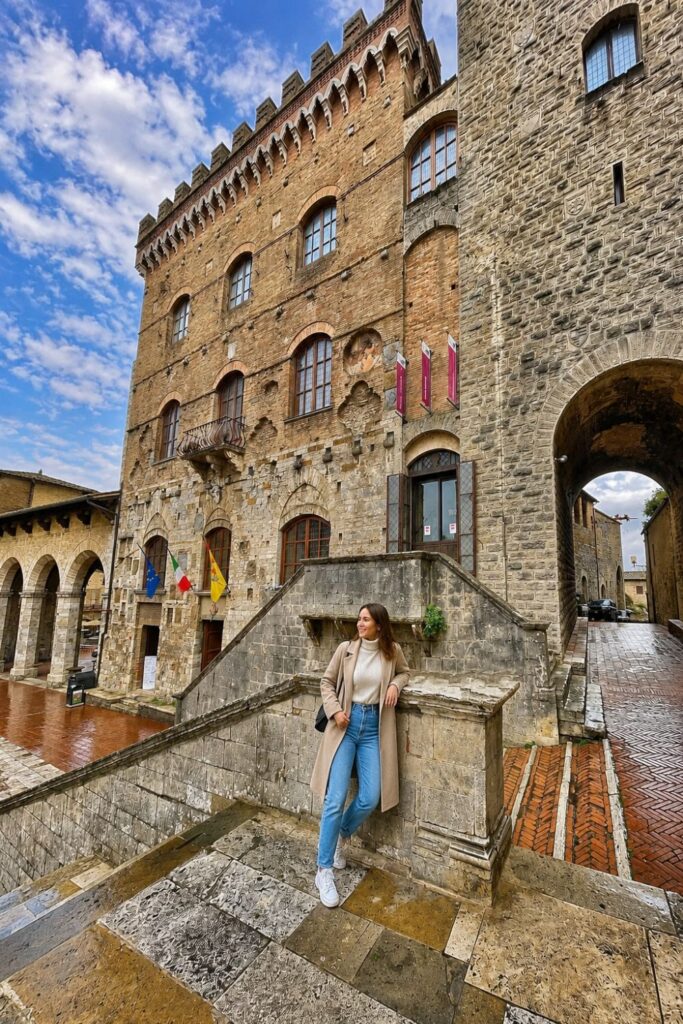 Stone towers and medieval rooftops rising over the hilltop town of San Gimignano