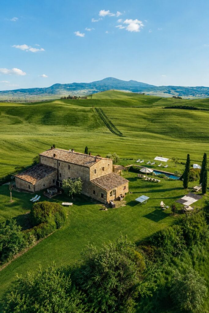 Val d’Orcia farmhouse and rolling hills for Where to stay in Tuscany in the countryside