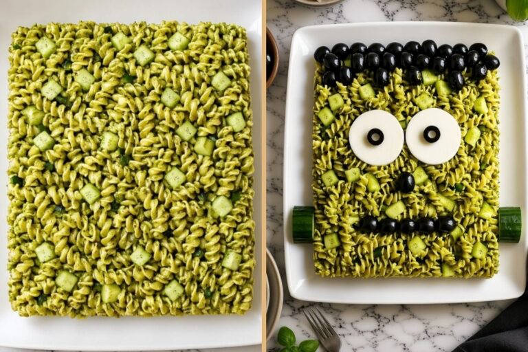 Frankenstein Pasta for Halloween: A Spooky No-Dye Halloween Pasta Salad Kids Will Love
