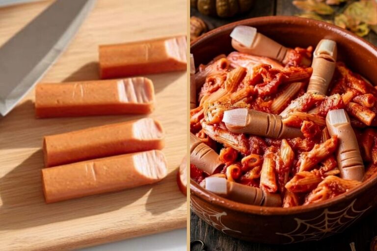 Severed Finger Halloween Pasta with Creepy Hot Dog Fingers and Hidden Veggie Sauce