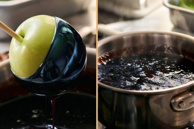 Wicked Black-and-Blue Halloween Poison Apples with a Glassy, Crunchy Candy Shell